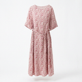 New Chinese-Style Pink Small Floral Waist-trimmed Dress