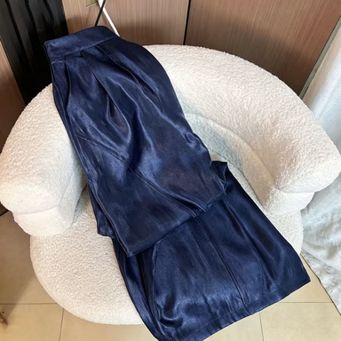 Women's long pants, summer wide-leg pants, elastic waist, cool and breathable