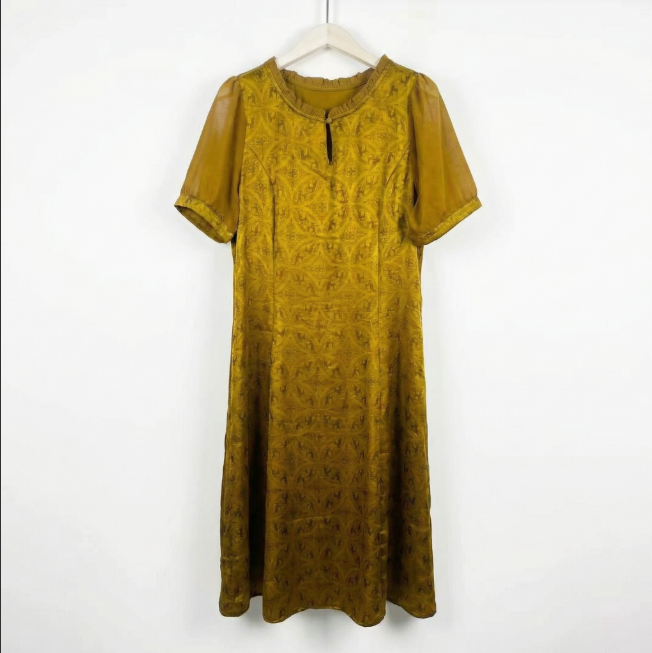 Women's Dress Yellow Printed Slimming Dress Summer Cool and Breathable