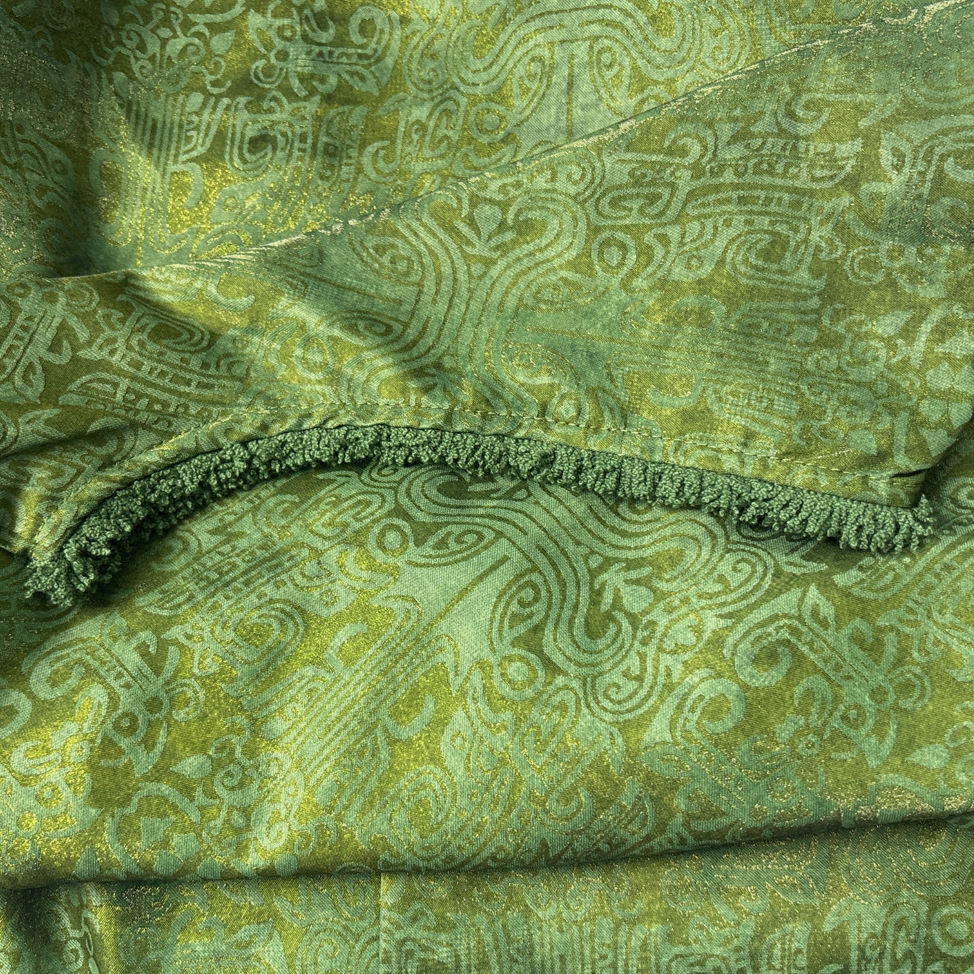 New Chinese-style Green Jacquard Dress Loose Straight Midi Dress