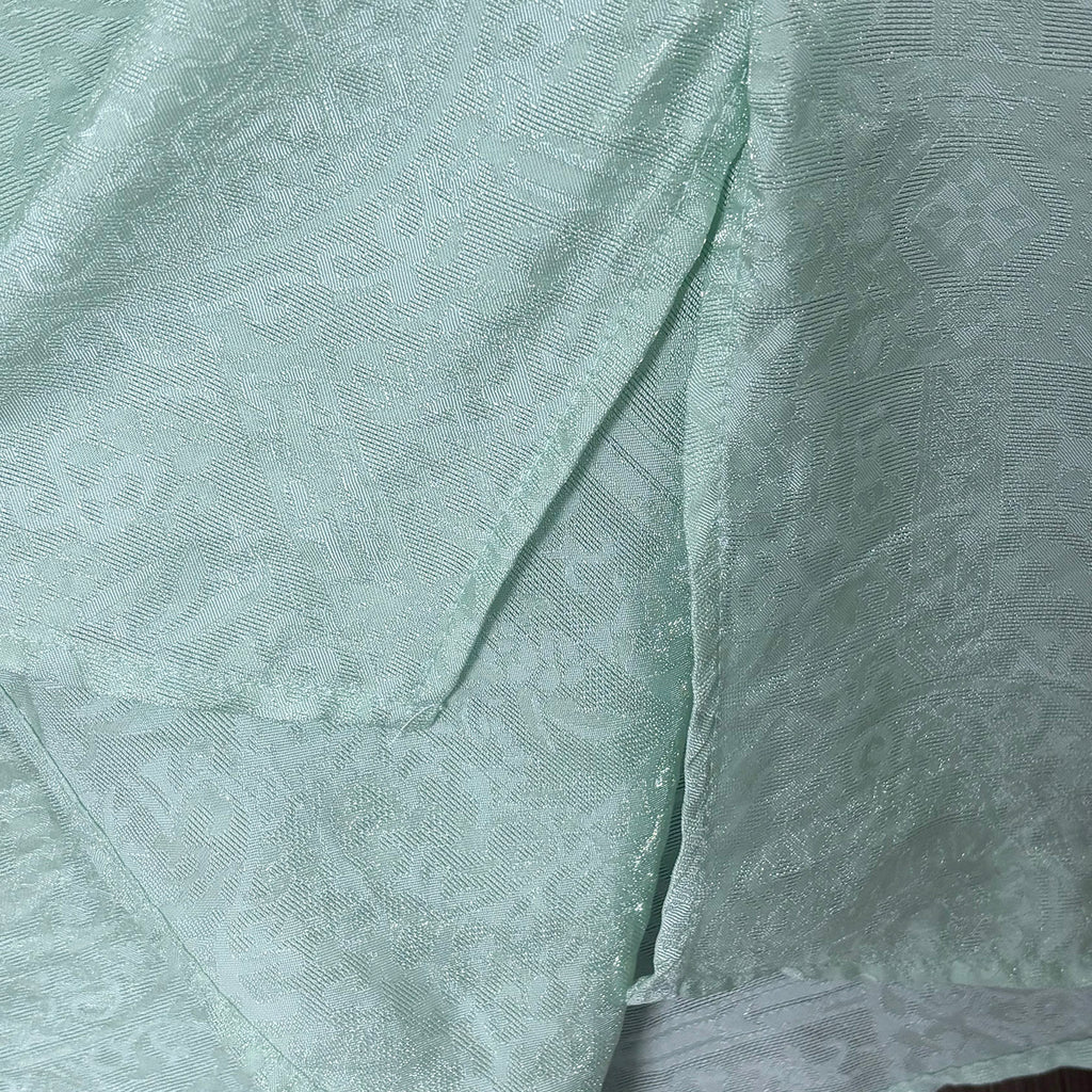 New Chinese-style Light Green Jacquard Frog-Button Blouse Stand Collar Shirt