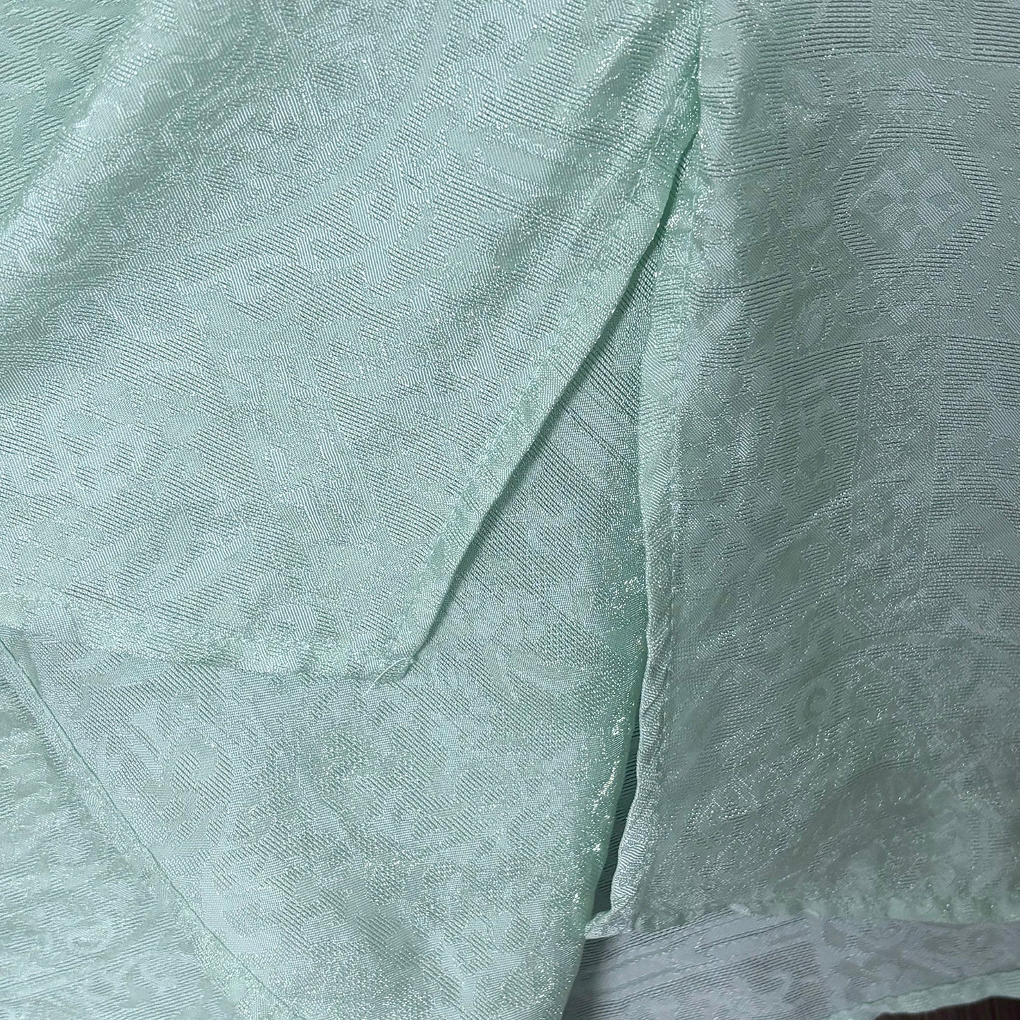 New Chinese-style Light Green Jacquard Frog-Button Blouse Stand Collar Shirt
