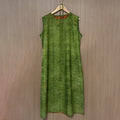 New Chinese-style Green Jacquard Dress Loose Straight Midi Dress