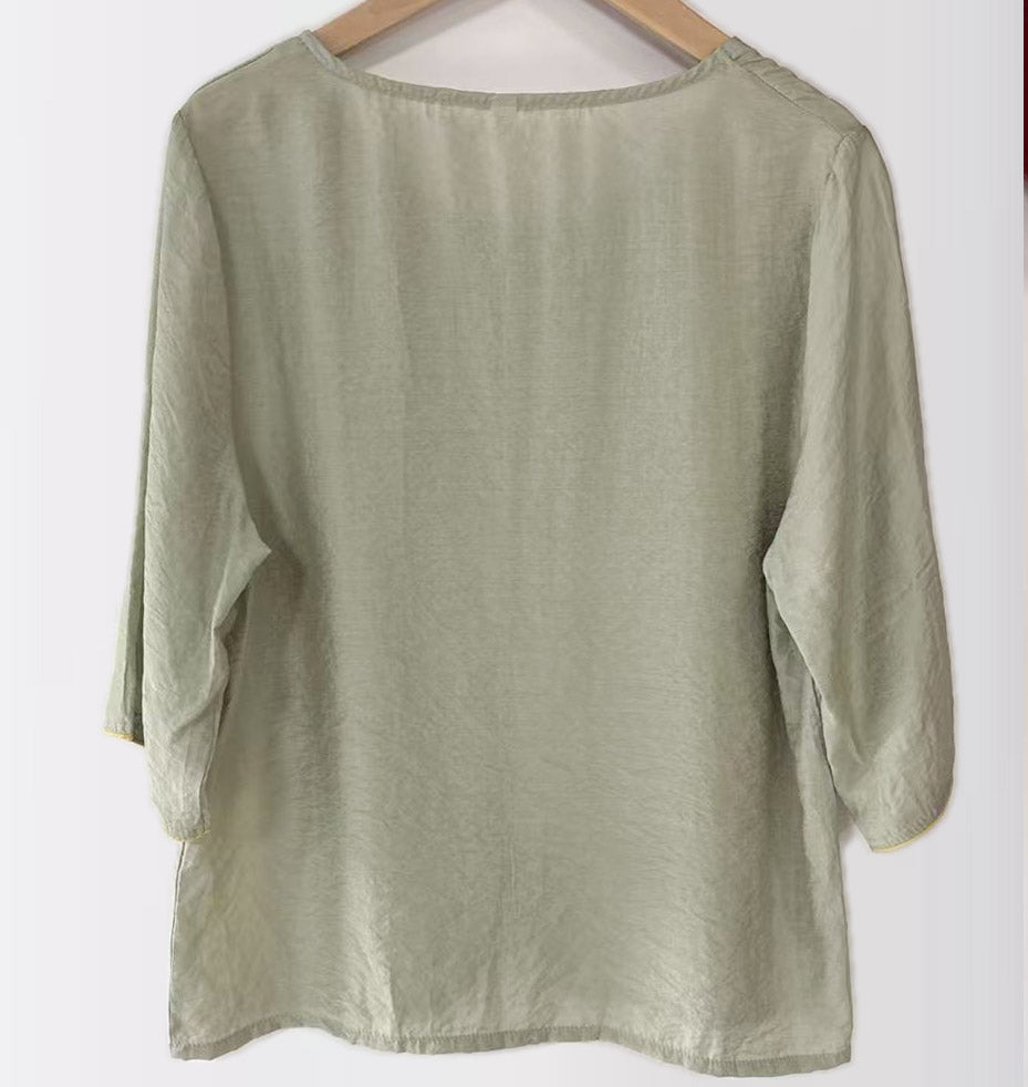 New Chinese-style Sage Green Embroidered Chinese Style Set