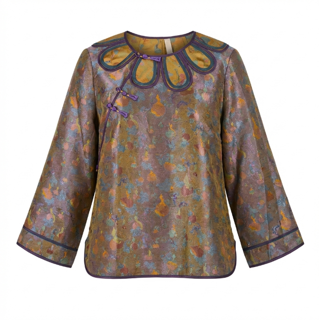 New Chinese-style Gourd Jacquard Frog Button Top