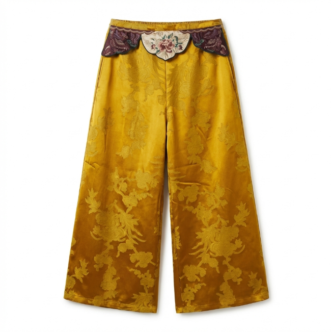 Women's Pants Slim Straight-Leg Pants Elastic Waist Embroidery at Waist Casual Pants