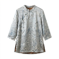Plum Bamboo Jacquard Xiangyunsha Diagonal Placket Top