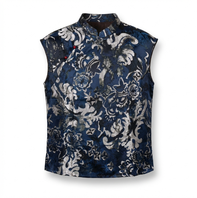 Women's Top Sleeveless Vest Mulberry Silk Printed Shirt Summer Thin Style