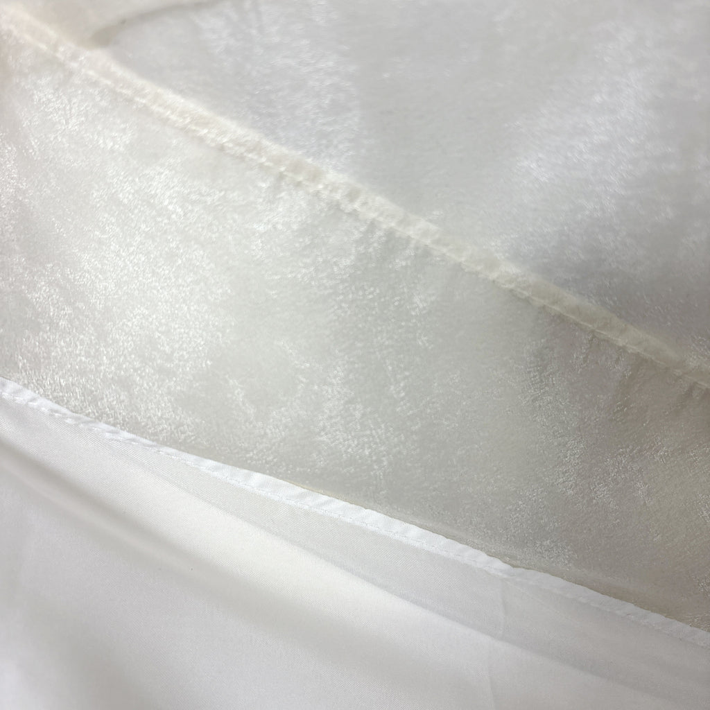 New Chinese-style Women's Off-White Jacquard Satin Skirt Elastic Waist A-Line Midi Skirt