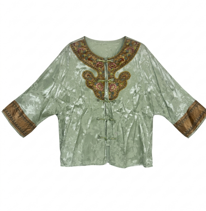 New Chinese-style Embroidered Frog Button Jacquard Top