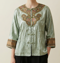 New Chinese-style Embroidered Frog Button Jacquard Top