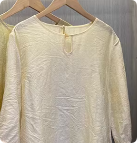 New Chinese-style Jacquard Linen Top, Cream Apricot Frog Button 3/4 Sleeve Zen Blouse