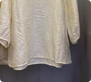 New Chinese-style Jacquard Linen Top, Cream Apricot Frog Button 3/4 Sleeve Zen Blouse
