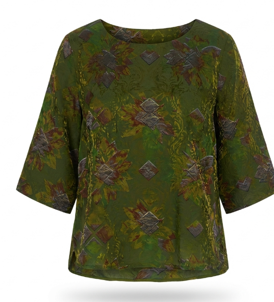 New Chinese-style Vintage Jacquard 3/4 Sleeve Top
