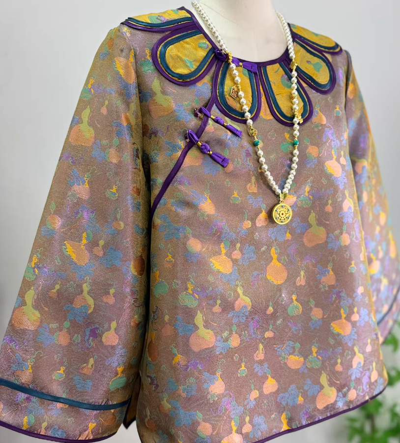 New Chinese-style Gourd Jacquard Frog Button Top