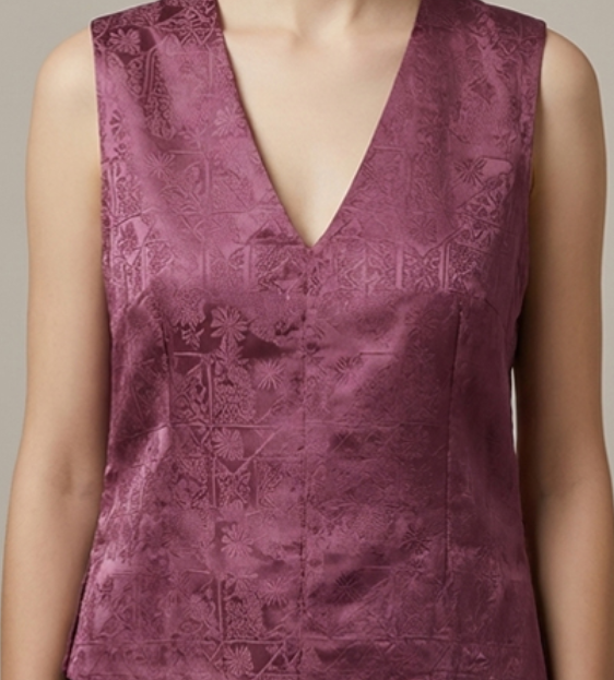 New Chinese-style Dusty Purple Jacquard V-neck Vest