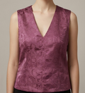 New Chinese-style Dusty Purple Jacquard V-neck Vest