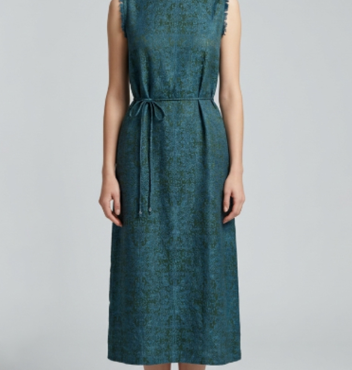 New Chinese-style Tie Waist Sleeveless Dress