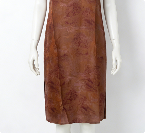 New Chinese-style Xiangyunsha Landscape Cheongsam, Vintage Brown Loose Modified Dress