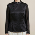 New Chinese-style Collar Velvet Cheongsam Top Black Slim Fit Blouse