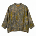 New Chinese-styleWomen's mid-sleeve top, printed cinched-waist shirt, summer shirt