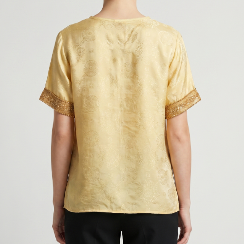New Chinese-style Women's Top New Chinese-Style Short-Sleeve Shirt Jacquard Shirt Hand Embroidery