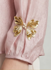 New Chinese-style women's top, round-neck long-sleeve shirt, embroidered sequin butterfly