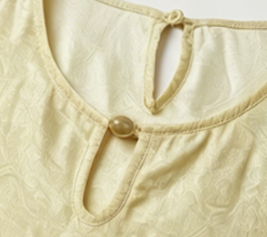 New Chinese-style women's top, silk blouse, summer mid-sleeve shirt