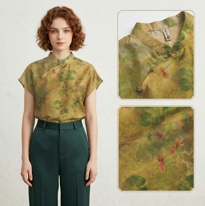 New Chinese-styleWomen's Top, Flutter Sleeve Cardigan, Summer Cool, Thin Short Sleeve