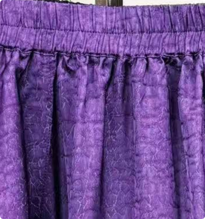 New Chinese-style Purple Jacquard Skirt Elastic Waist Flowy Midi Skirt
