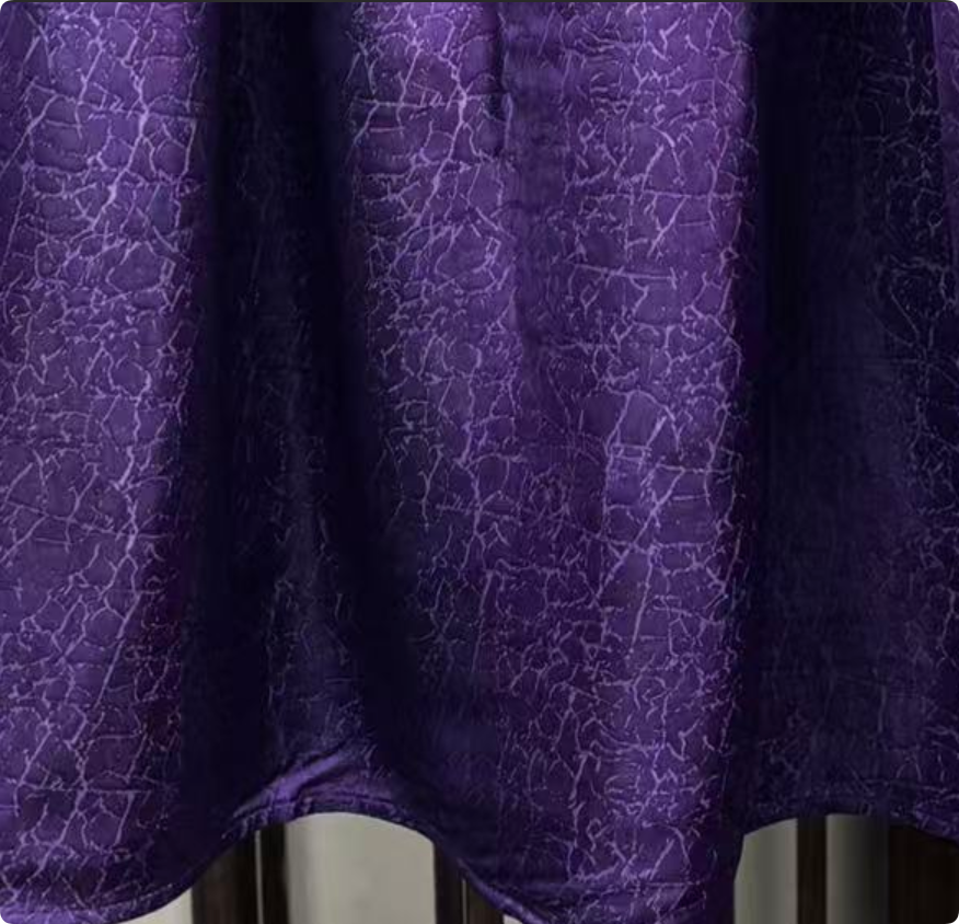 New Chinese-style Purple Jacquard Skirt Elastic Waist Flowy Midi Skirt