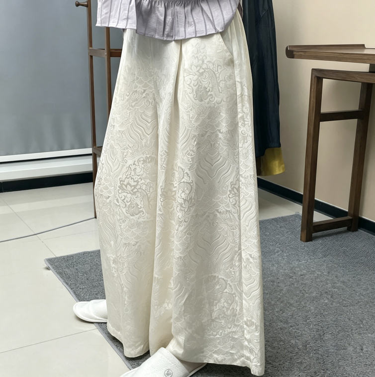 New Chinese-Style Dragon Pattern Jacquard Wide-leg Pants
