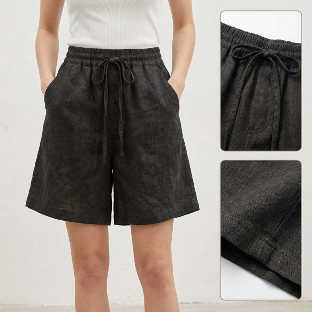 Women's Shorts Cotton and Linen Skin-Friendly Shorts Elastic Waist Summer Casual