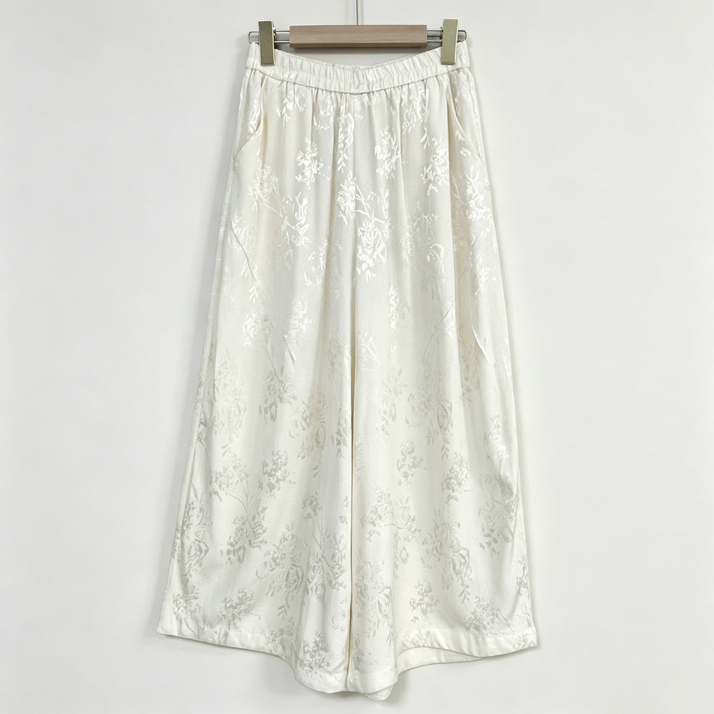 New Chinese-style High-Waisted Draped Satin Trousers