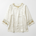 Women's Top Hand-Embroidered Silk Round Neck Shirt Xiangyun Gauze Blouse