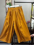 New Chinese-style Satin Elastic Waist Wide-Leg Pants