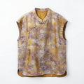 New Chinese Style Vintage Print Mandarin Collar Sleeveless Blouse