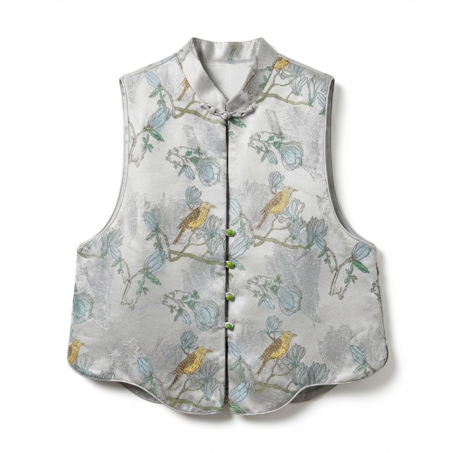 New Chinese-Style Frog Button Silk Sleeveless Outerwear