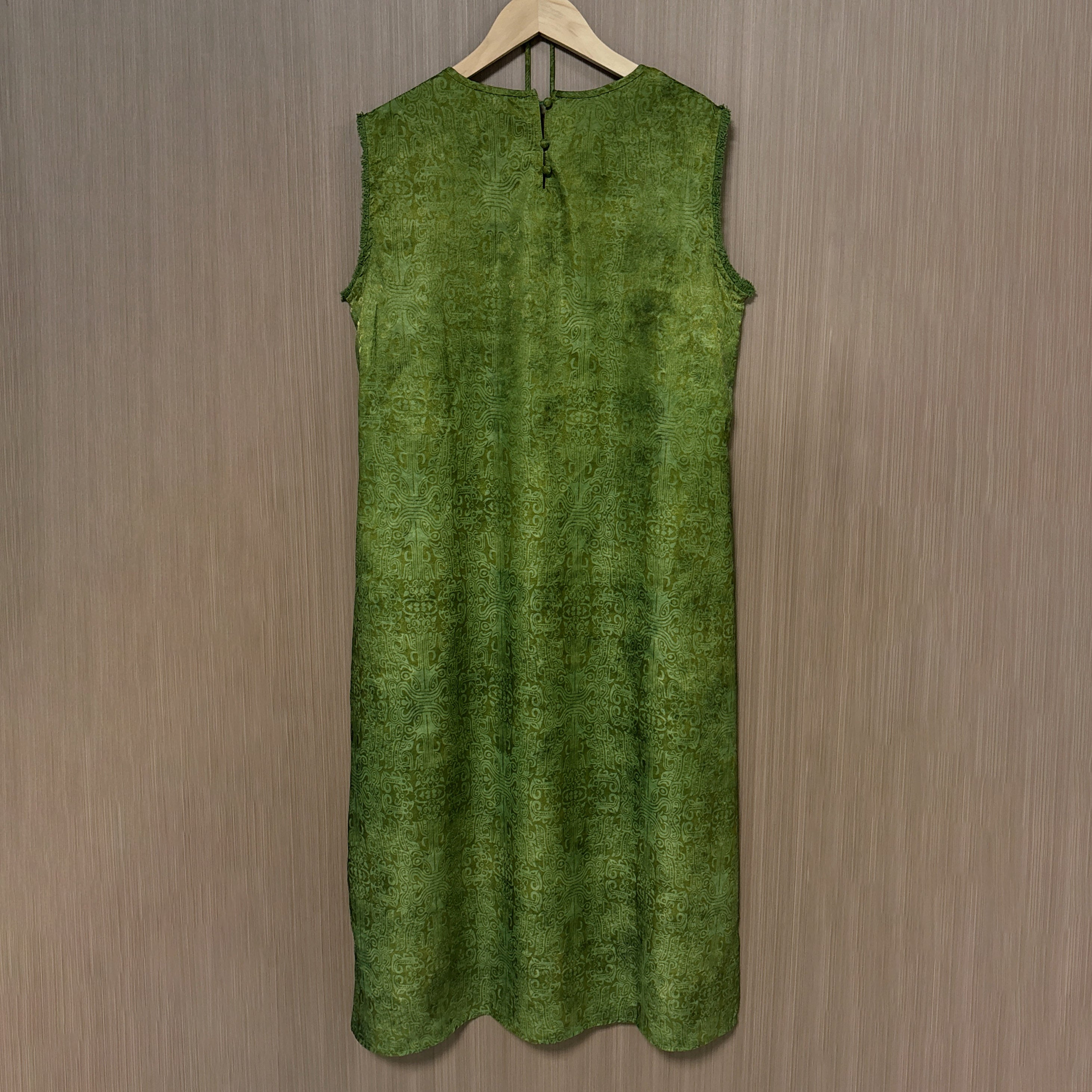 New Chinese-style Green Jacquard Dress Loose Straight Midi Dress