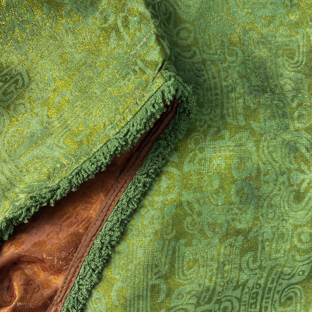 New Chinese-style Green Jacquard Dress Loose Straight Midi Dress
