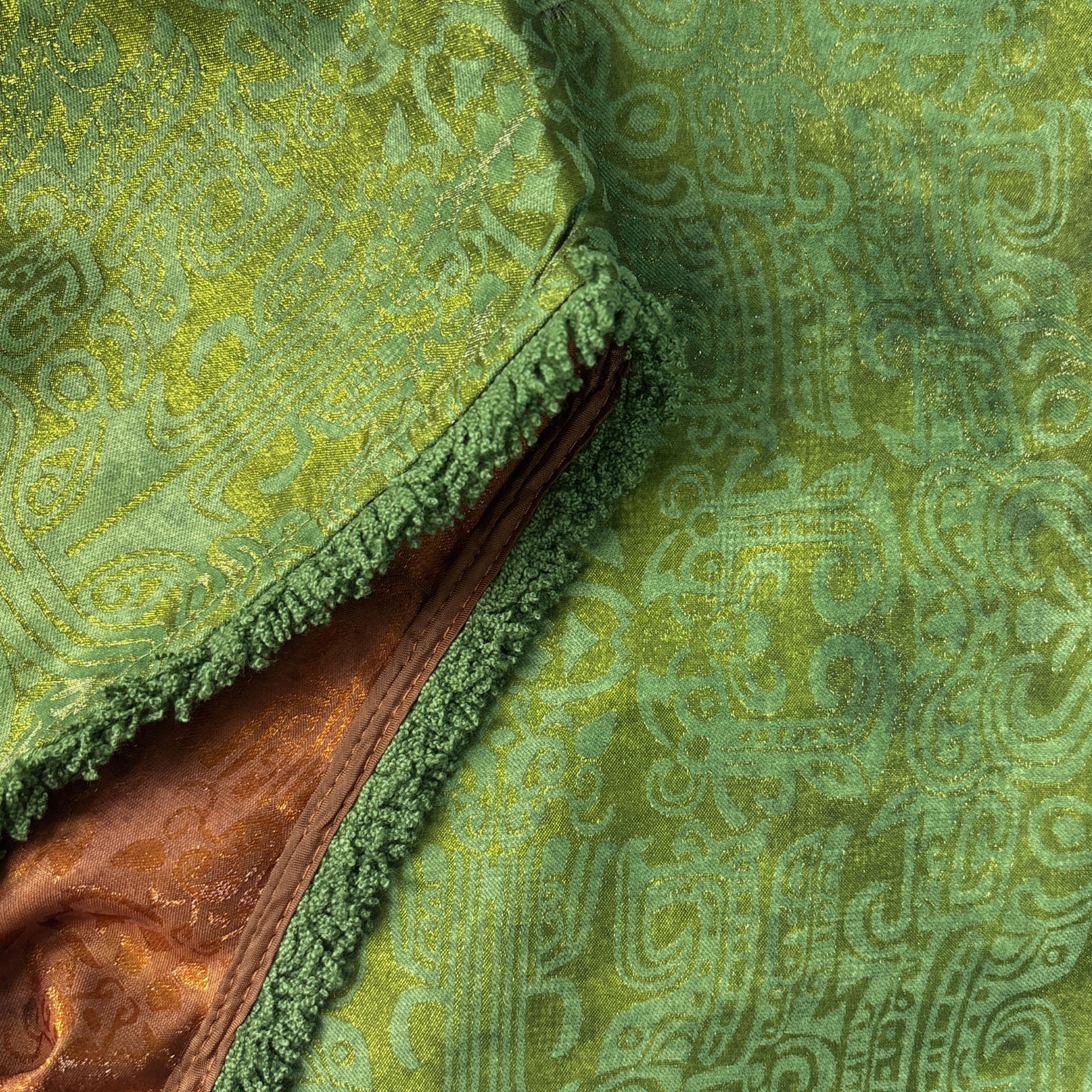 New Chinese-style Green Jacquard Dress Loose Straight Midi Dress