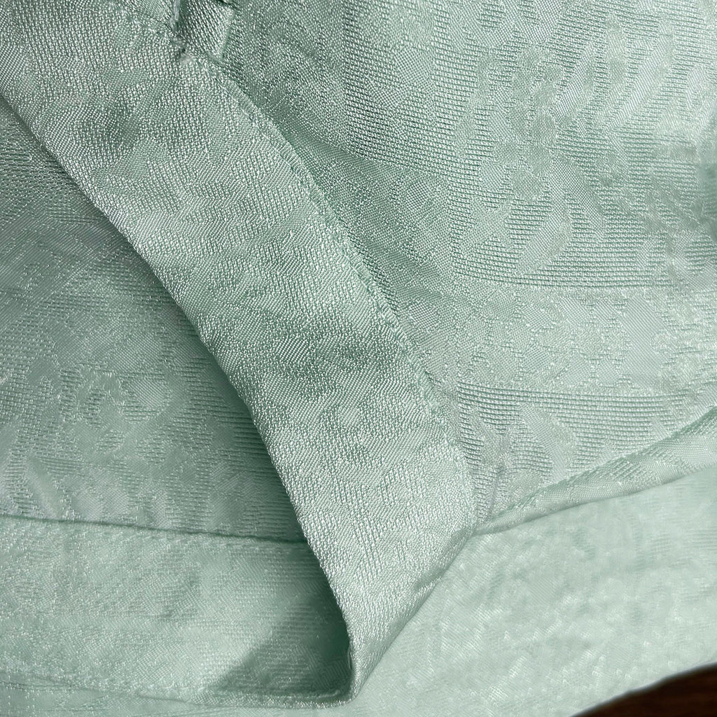 New Chinese-style Light Green Jacquard Frog-Button Blouse Stand Collar Shirt