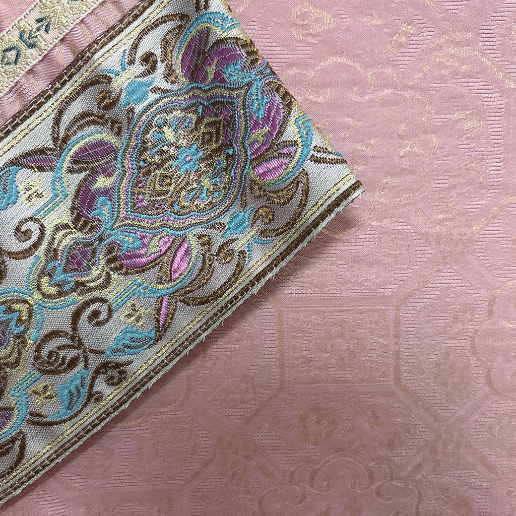 New Chinese-style Women's Pink Jacquard Brocade Dress Improved Traditional Midi Dress