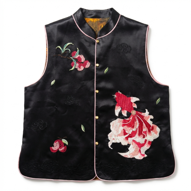 Women's Top Hand-Embroidered Chinese-Style Vest Vintage Stand Collar Vest