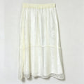 New Chinese-style Women's Off-White Jacquard Satin Skirt Elastic Waist A-Line Midi Skirt