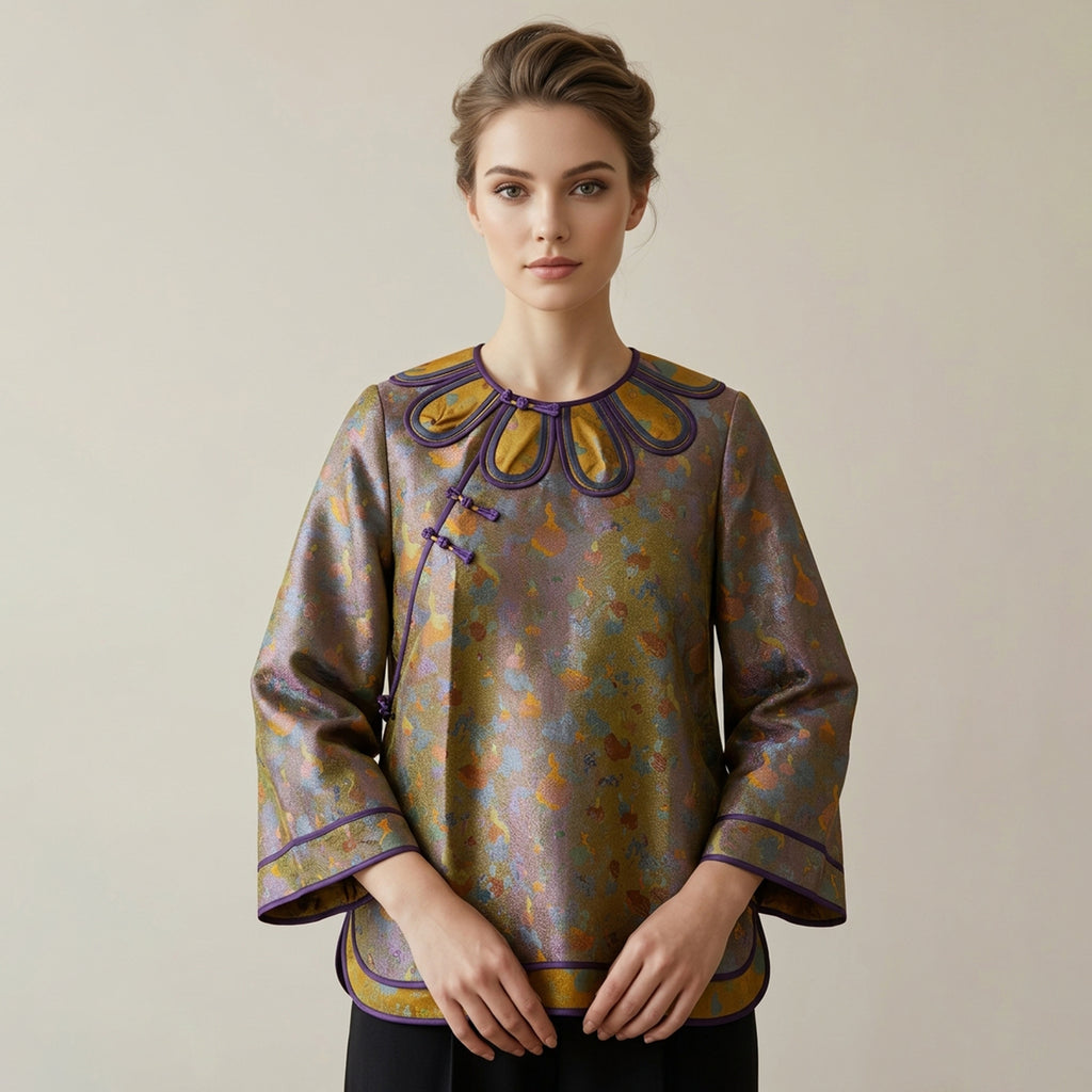 New Chinese-style Gourd Jacquard Frog Button Top