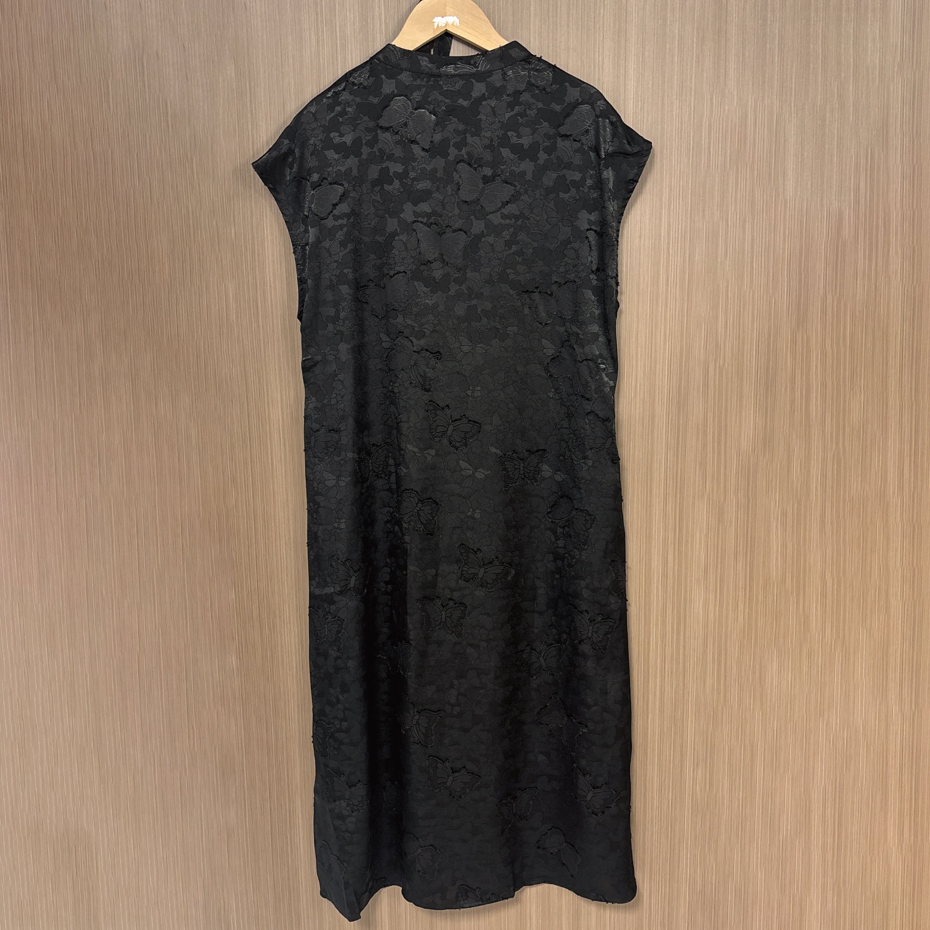 New Chinese-style Black Butterfly Jacquard Dress Loose Straight Midi Dress